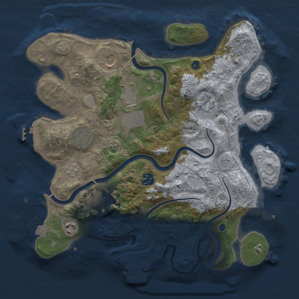 Rust Map: Procedural Map, Size: 3500, Seed: 410147533, 14 Monuments