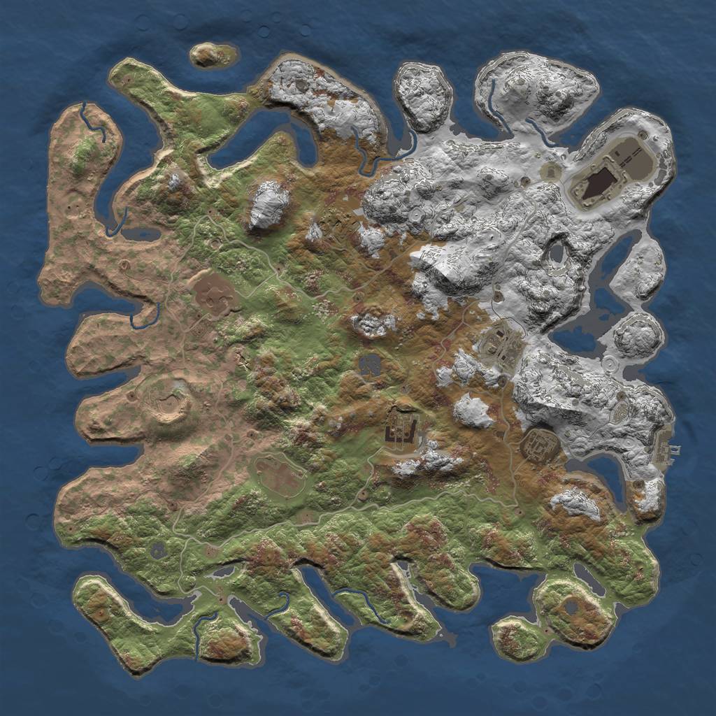 Rust Map: Procedural Map, Size: 4500, Seed: 7524052, 14 Monuments