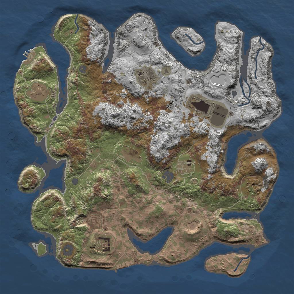 Rust Map: Procedural Map, Size: 3900, Seed: 88496637, 16 Monuments