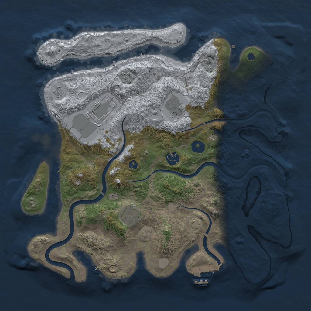 Rust Map: Procedural Map, Size: 3500, Seed: 1535734795, 11 Monuments