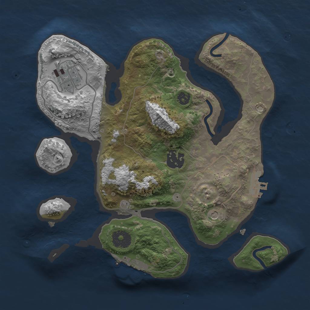 Rust Map: Procedural Map, Size: 2500, Seed: 543867, 7 Monuments