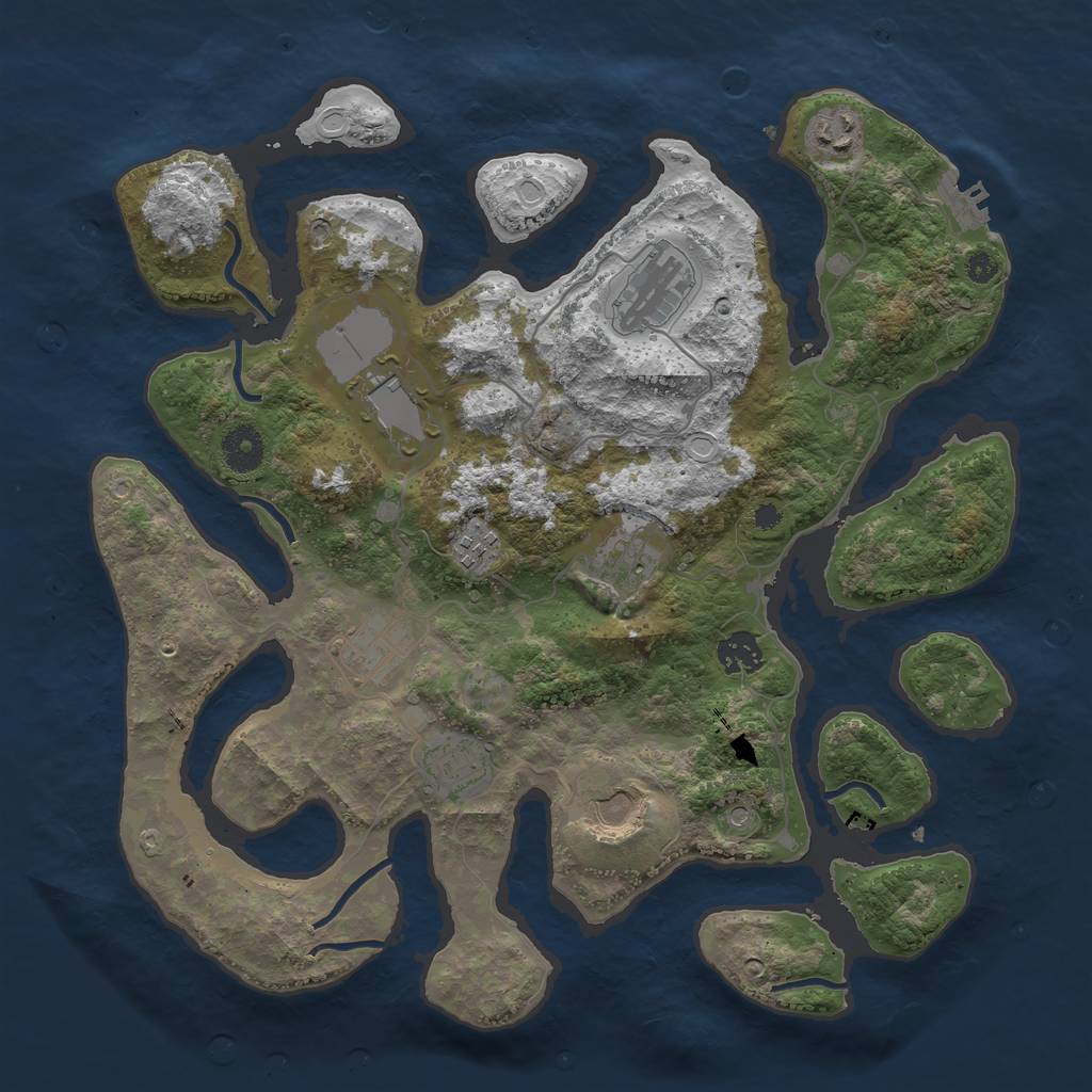 Rust Map: Procedural Map, Size: 3700, Seed: 1192560265, 19 Monuments