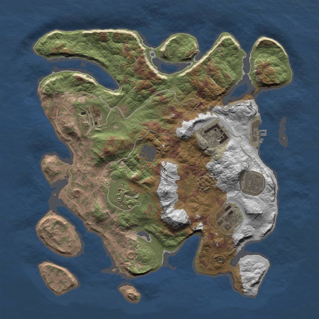 Rust Map: Barren, Size: 3010, Seed: 654065, 11 Monuments