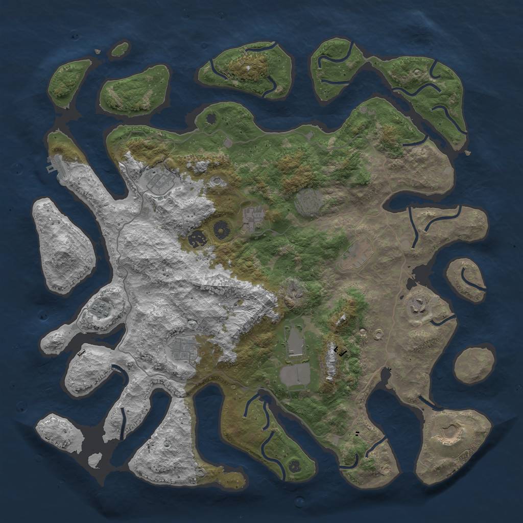 Rust Map: Procedural Map, Size: 4500, Seed: 1040198282, 14 Monuments