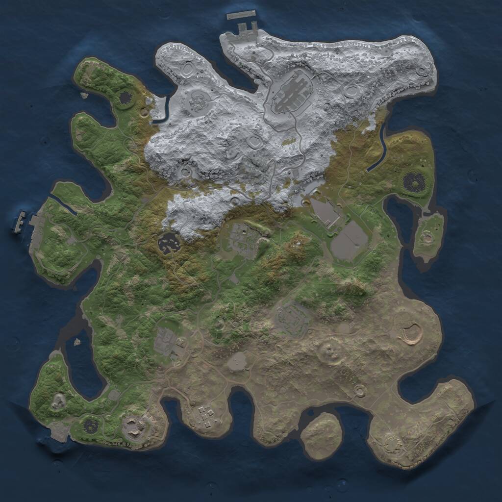 Rust Map: Procedural Map, Size: 3500, Seed: 1698899989, 15 Monuments