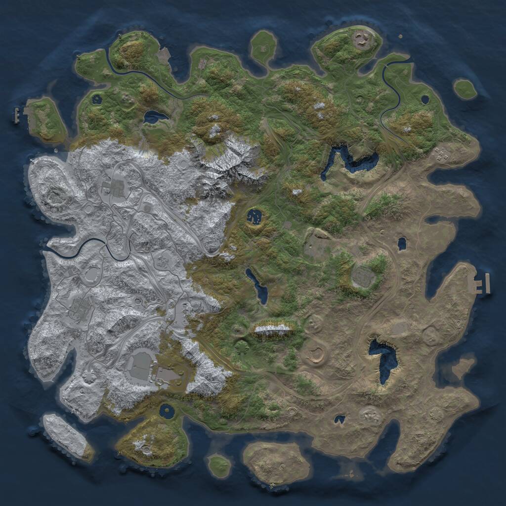 Rust Map: Procedural Map, Size: 5000, Seed: 14238965, 16 Monuments