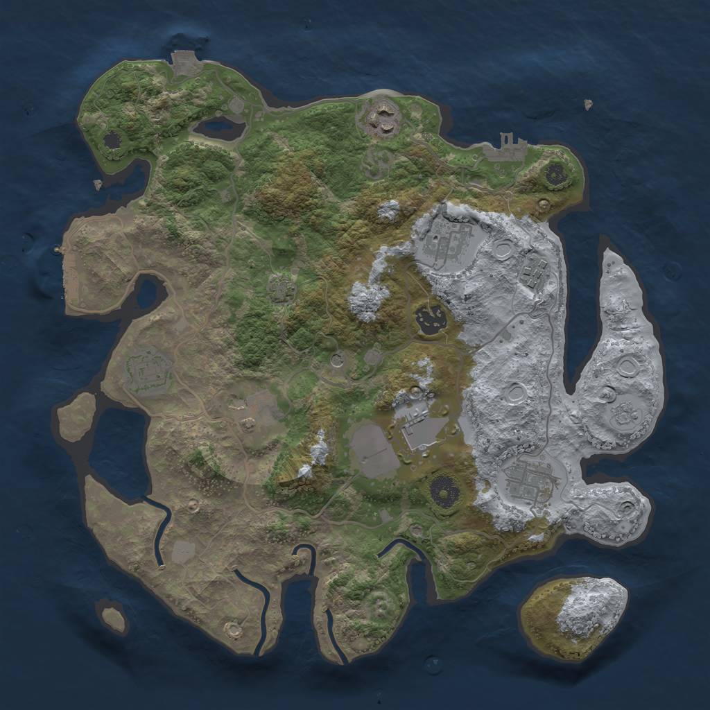 Rust Map: Procedural Map, Size: 3500, Seed: 530878464, 16 Monuments