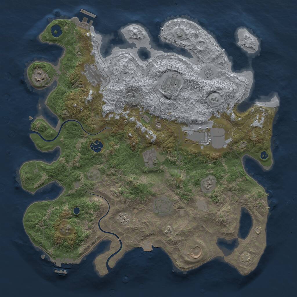 Rust Map: Procedural Map, Size: 3750, Seed: 398045735, 15 Monuments