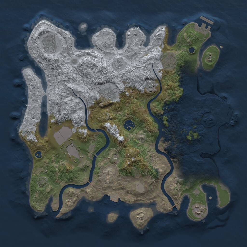 Rust Map: Procedural Map, Size: 3500, Seed: 1342477, 13 Monuments