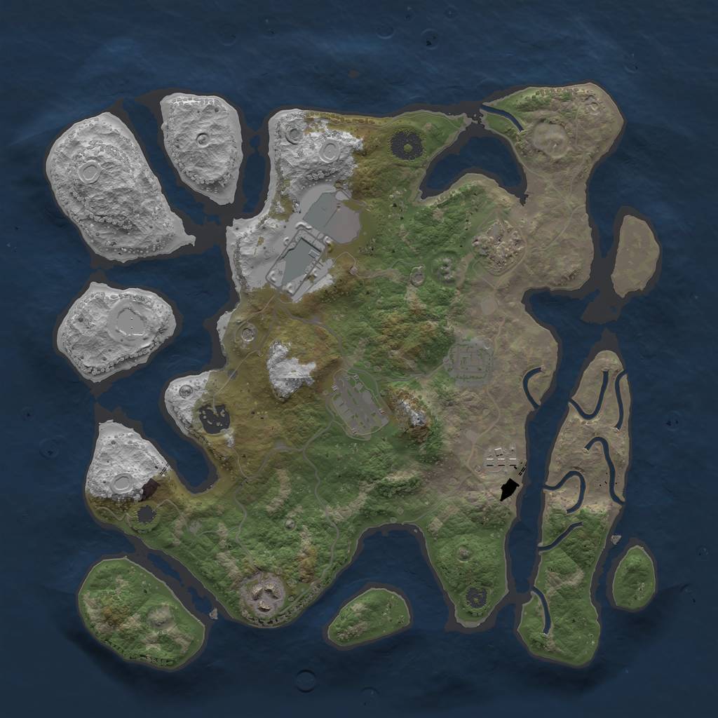 Rust Map: Procedural Map, Size: 3500, Seed: 71449180, 16 Monuments