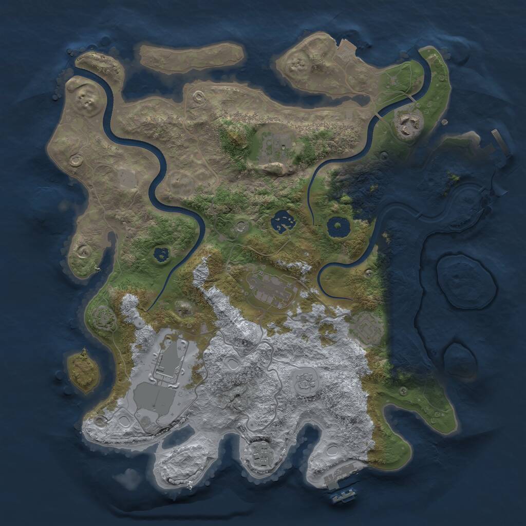 Rust Map: Procedural Map, Size: 3500, Seed: 264585398, 13 Monuments