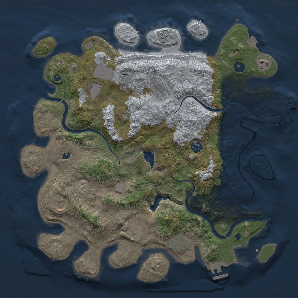 Rust Map: Procedural Map, Size: 4000, Seed: 1739239443, 14 Monuments