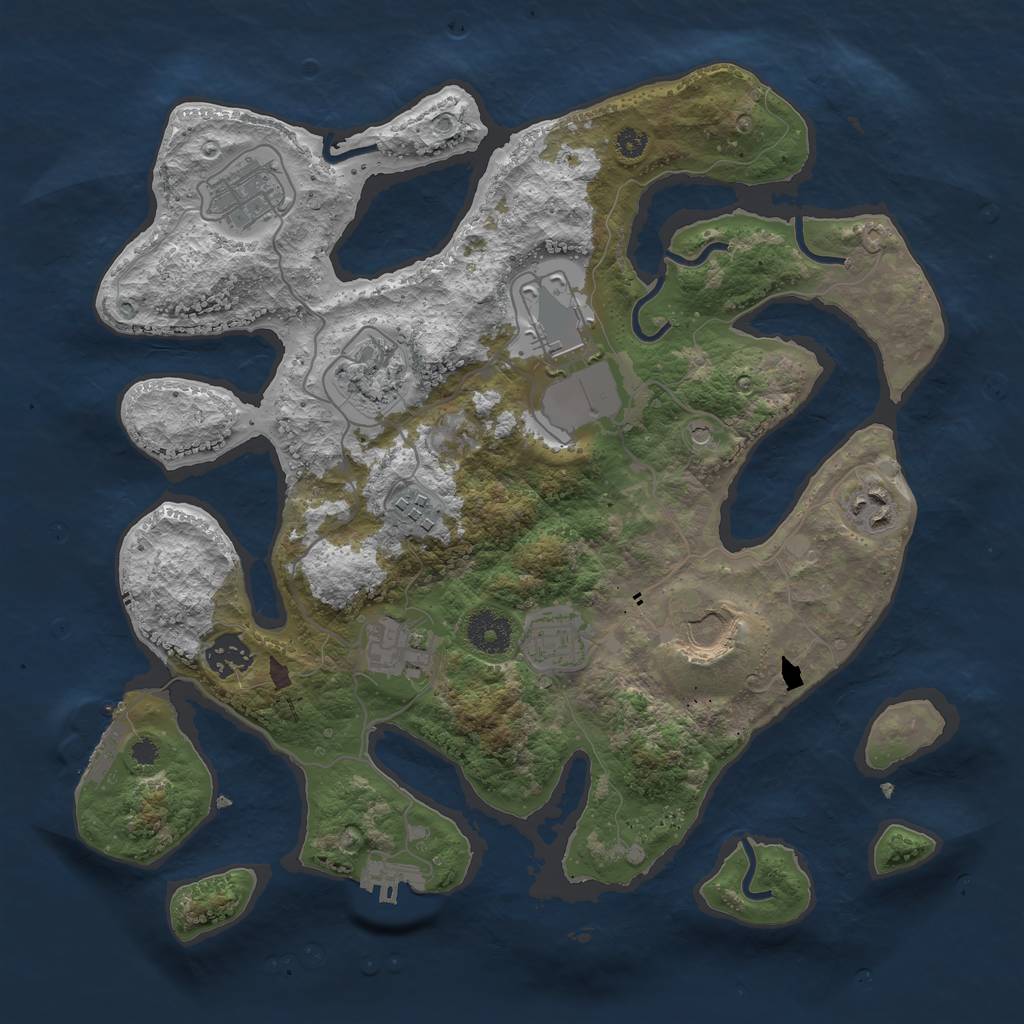 Rust Map: Procedural Map, Size: 3500, Seed: 368396827, 14 Monuments