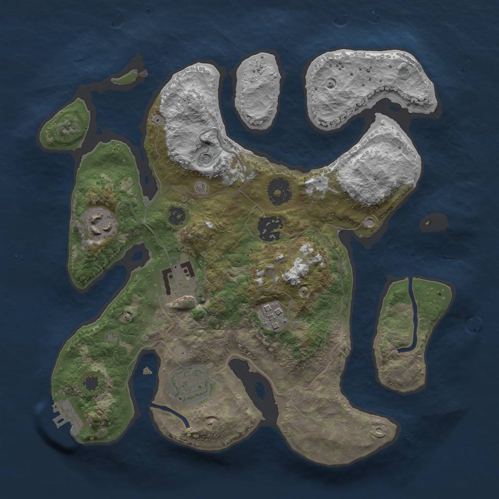 Rust Map: Procedural Map, Size: 2901, Seed: 65123, 9 Monuments