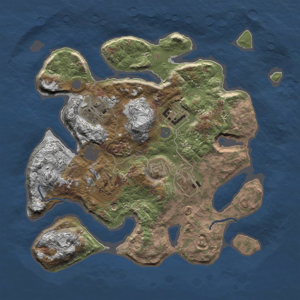 Rust Map: Procedural Map, Size: 3000, Seed: 2365, 10 Monuments