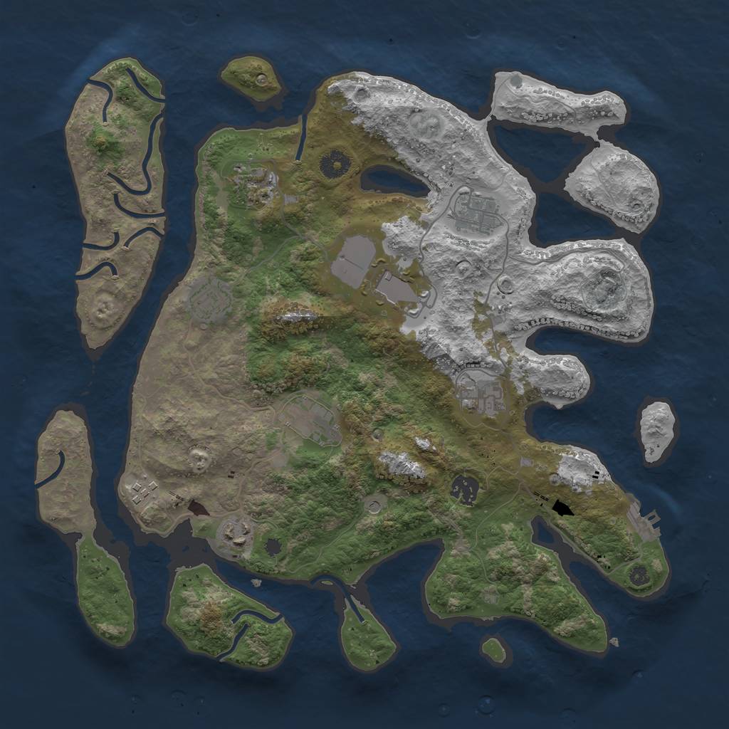 Rust Map: Procedural Map, Size: 3800, Seed: 8765454, 13 Monuments