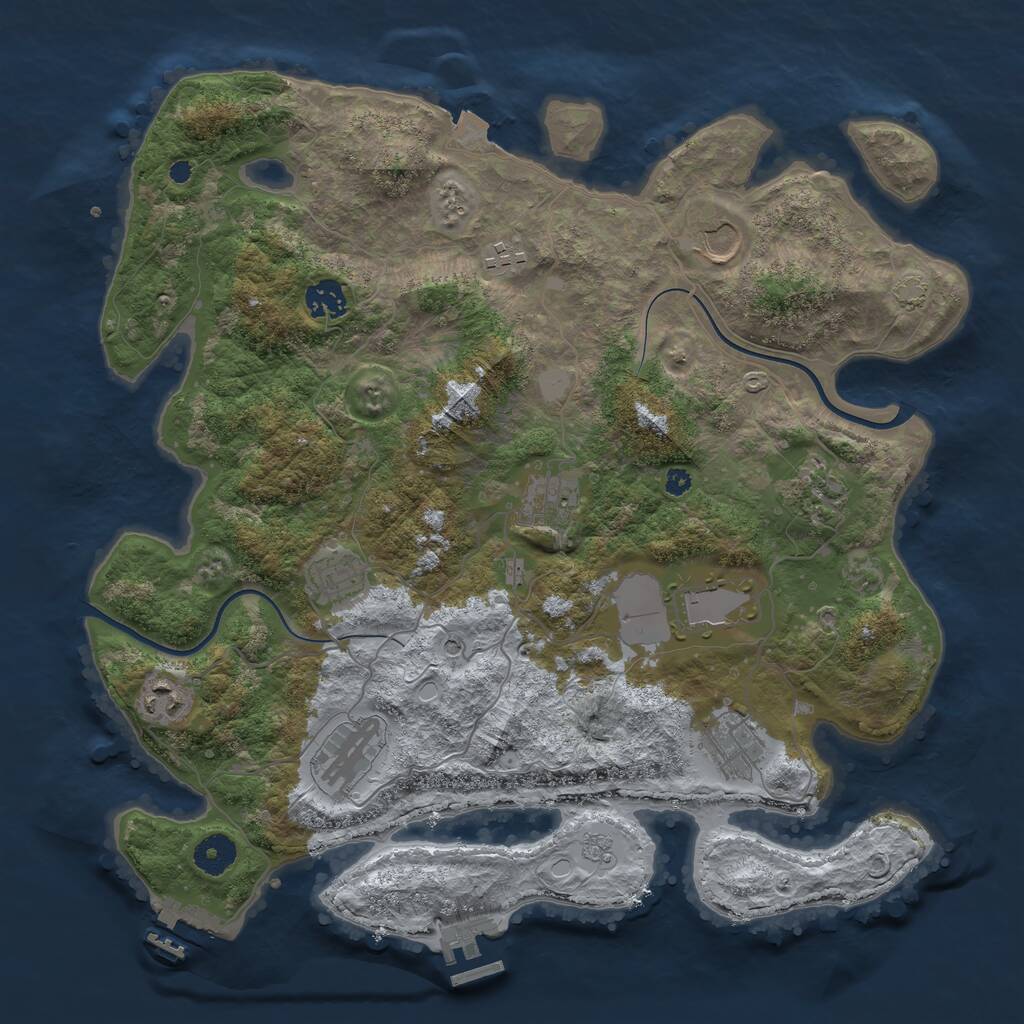Rust Map: Procedural Map, Size: 3800, Seed: 208, 16 Monuments