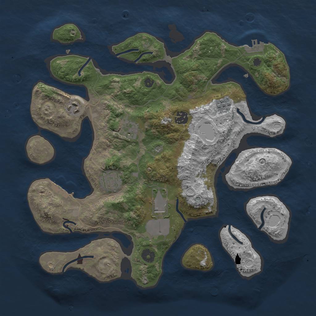 Rust Map: Procedural Map, Size: 3500, Seed: 1405, 14 Monuments