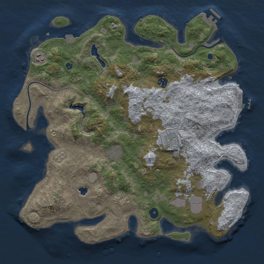 Rust Map: Procedural Map, Size: 4000, Seed: 987311, 13 Monuments