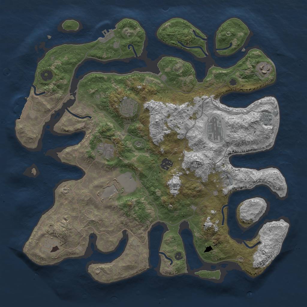 Rust Map: Procedural Map, Size: 4000, Seed: 987311, 13 Monuments
