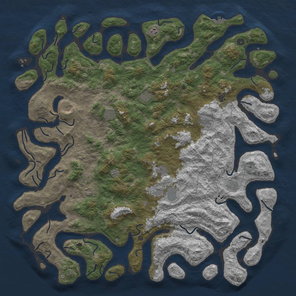 Rust Map: Procedural Map, Size: 6000, Seed: 19872020, 15 Monuments