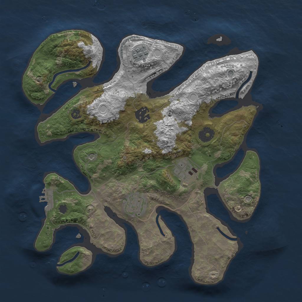 Rust Map: Procedural Map, Size: 3000, Seed: 544461, 11 Monuments