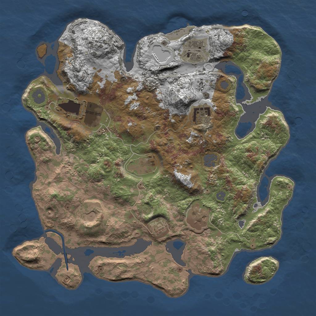 Rust Map: Procedural Map, Size: 3500, Seed: 7360414, 13 Monuments