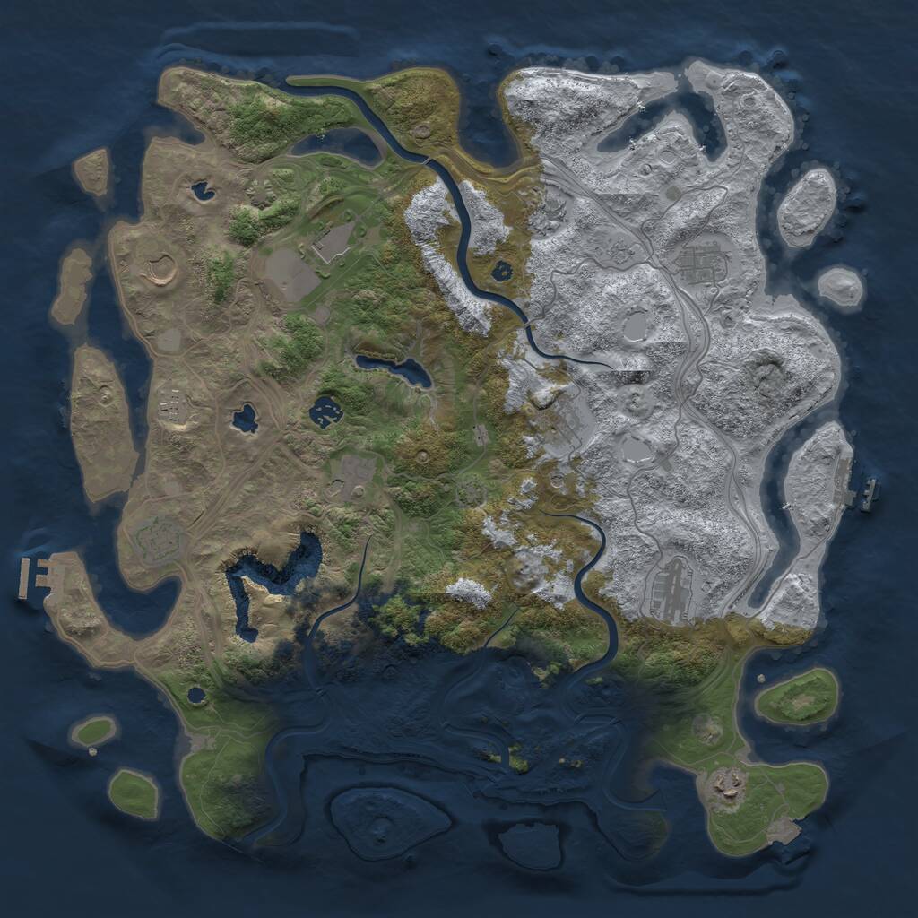 Rust Map: Procedural Map, Size: 4500, Seed: 43276546, 17 Monuments