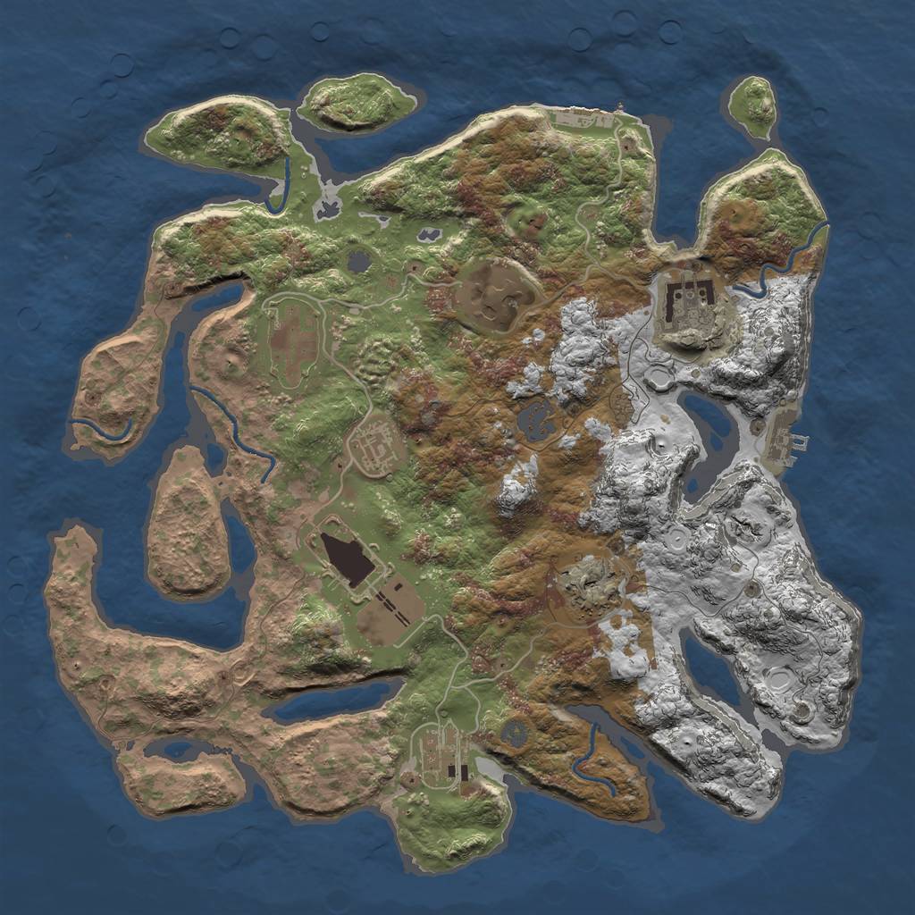 Rust Map: Procedural Map, Size: 3500, Seed: 12572835, 14 Monuments