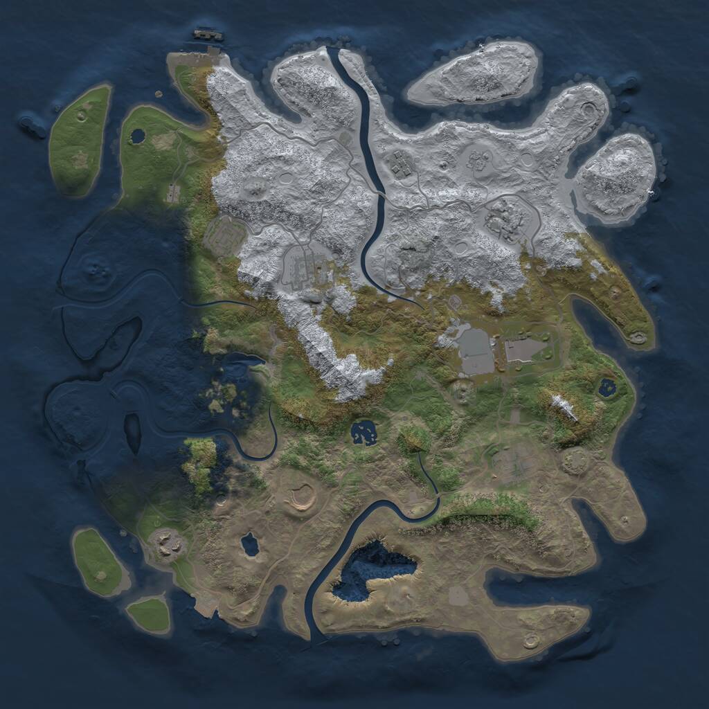 Rust Map: Procedural Map, Size: 4000, Seed: 48487944, 14 Monuments