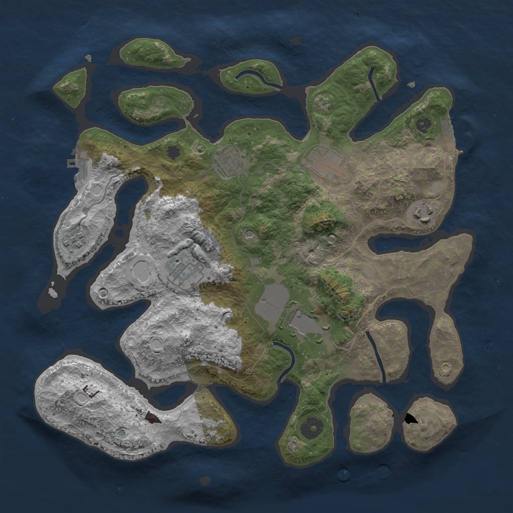 Rust Map: Procedural Map, Size: 3500, Seed: 3195620, 17 Monuments