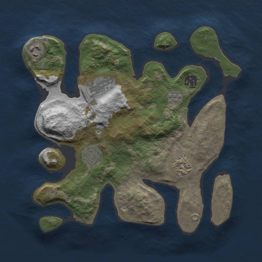 Rust Map: Barren, Size: 3000, Seed: 1248971219, 9 Monuments