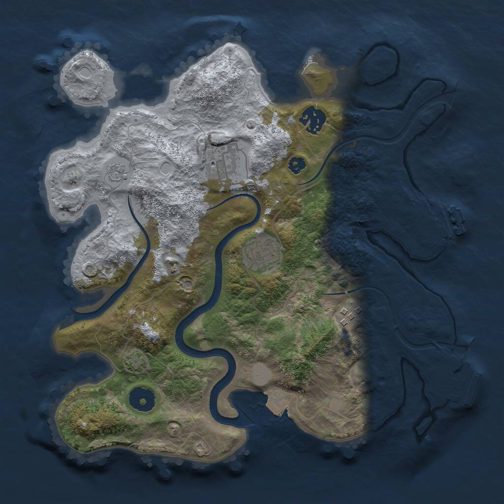 Rust Map: Procedural Map, Size: 3000, Seed: 2355044, 9 Monuments