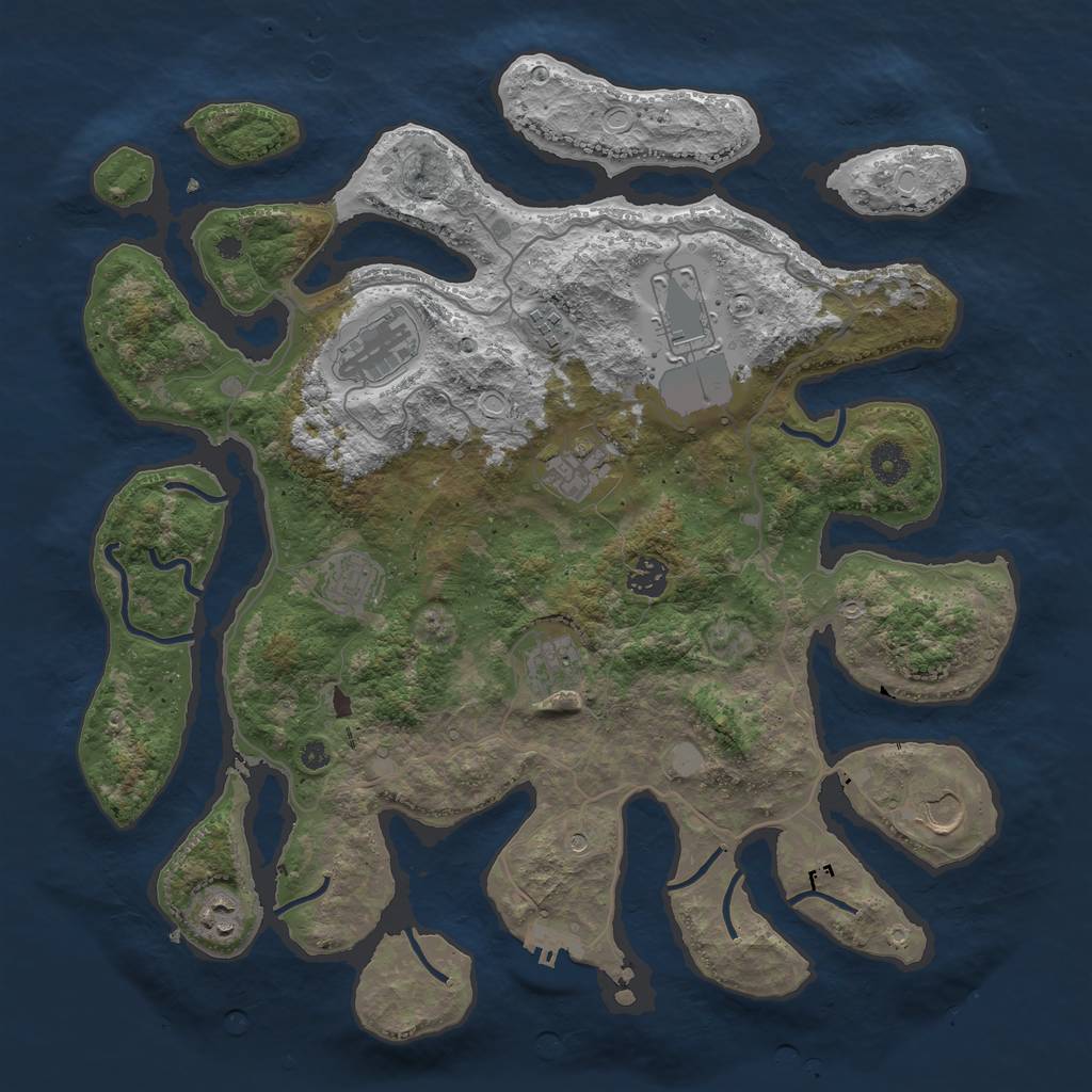 Rust Map: Procedural Map, Size: 4000, Seed: 84839, 16 Monuments