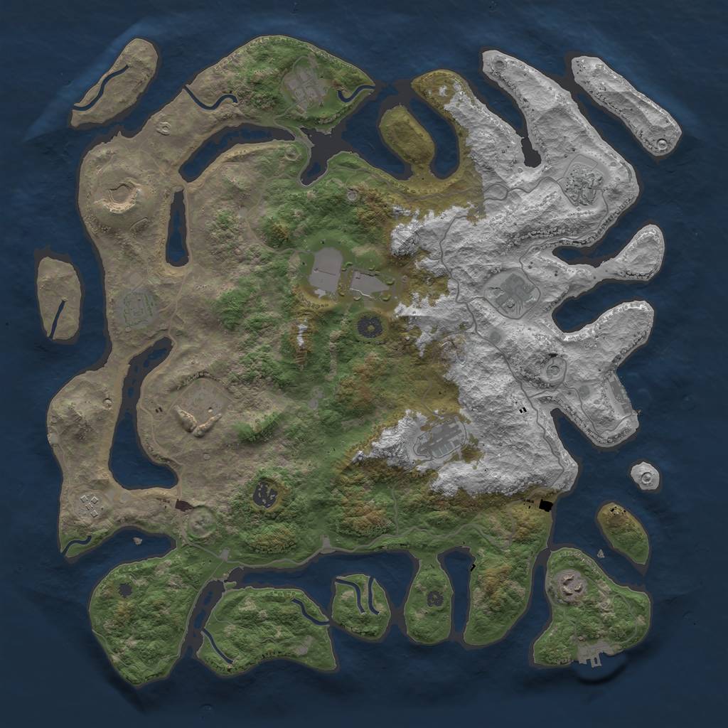 Rust Map: Procedural Map, Size: 4500, Seed: 1635784106, 16 Monuments