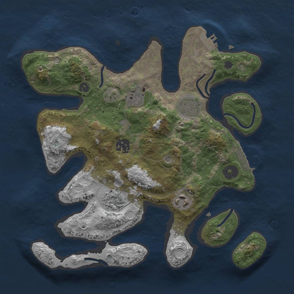 Rust Map: Procedural Map, Size: 3000, Seed: 3550, 13 Monuments