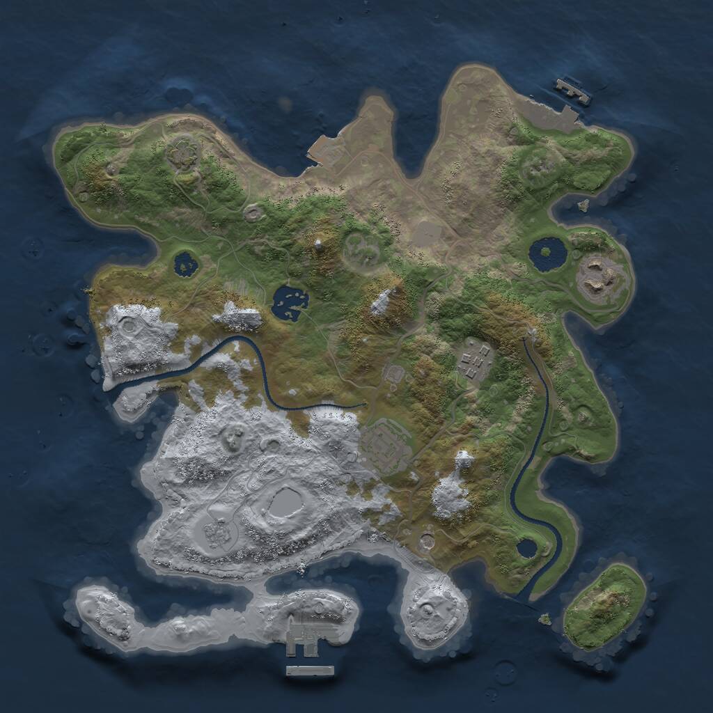 Rust Map: Procedural Map, Size: 3000, Seed: 3550, 10 Monuments