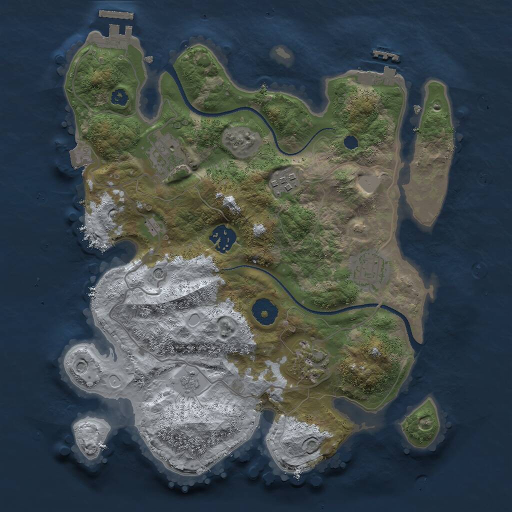 Rust Map: Procedural Map, Size: 3000, Seed: 7545633, 10 Monuments