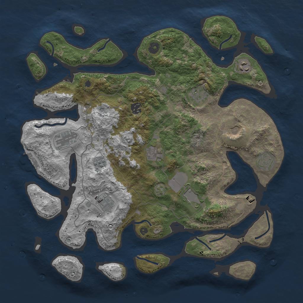 Rust Map: Procedural Map, Size: 4000, Seed: 53553922, 14 Monuments