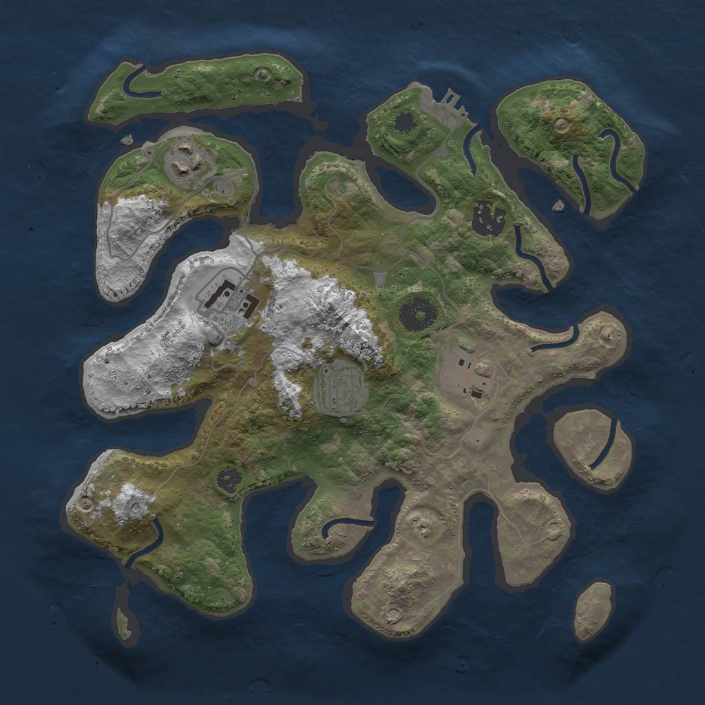 Rust Map: Procedural Map, Size: 3000, Seed: 968120802, 8 Monuments