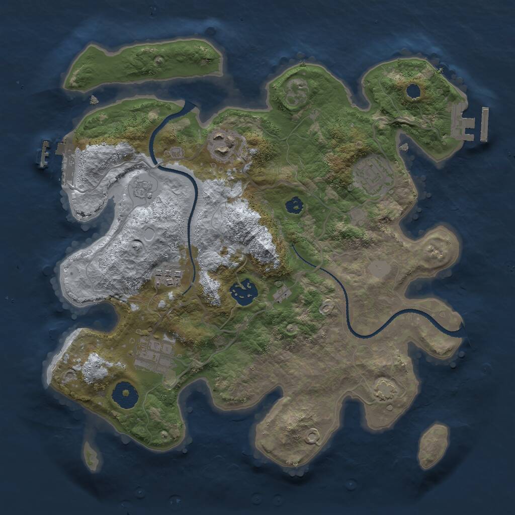 Rust Map: Procedural Map, Size: 3000, Seed: 968120802, 10 Monuments