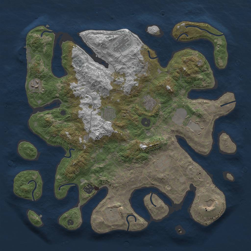 Rust Map: Procedural Map, Size: 4000, Seed: 9381809, 14 Monuments