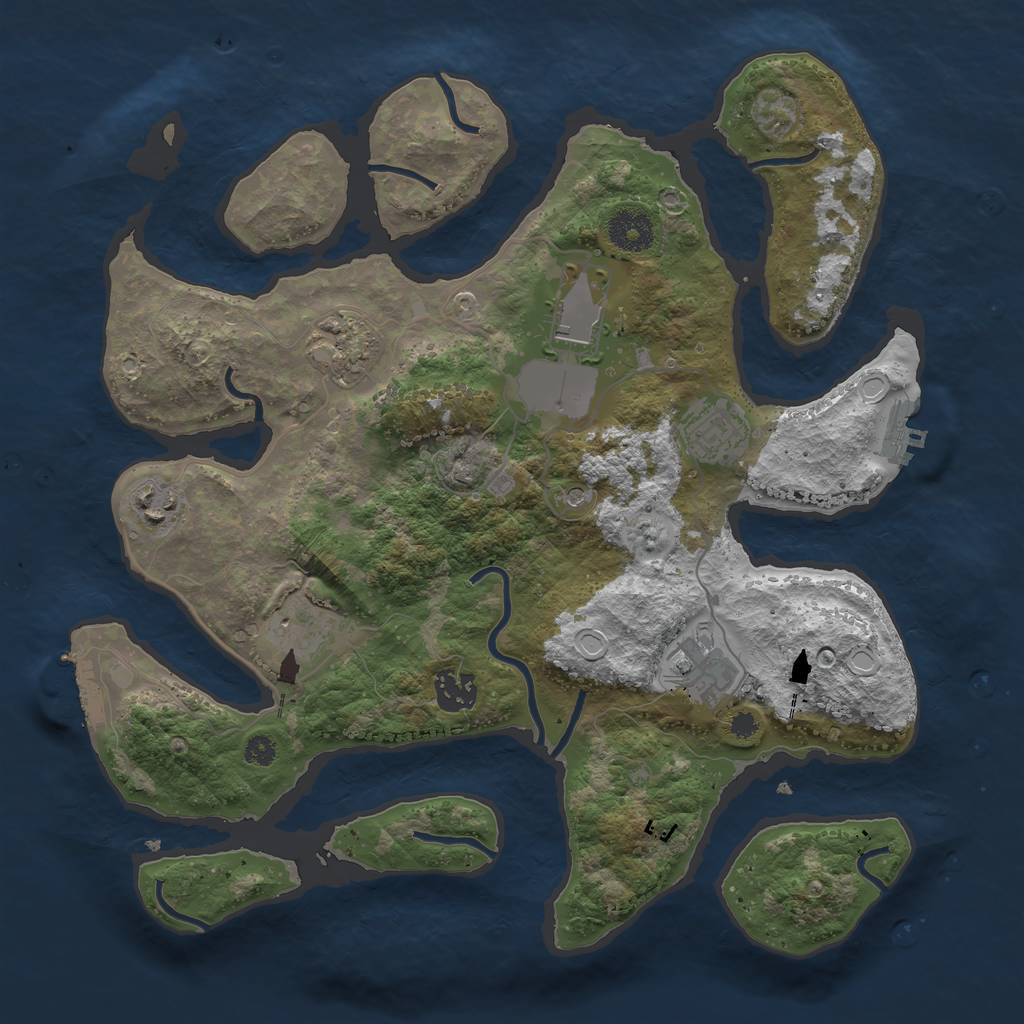 Rust Map: Procedural Map, Size: 3500, Seed: 1642651136, 15 Monuments