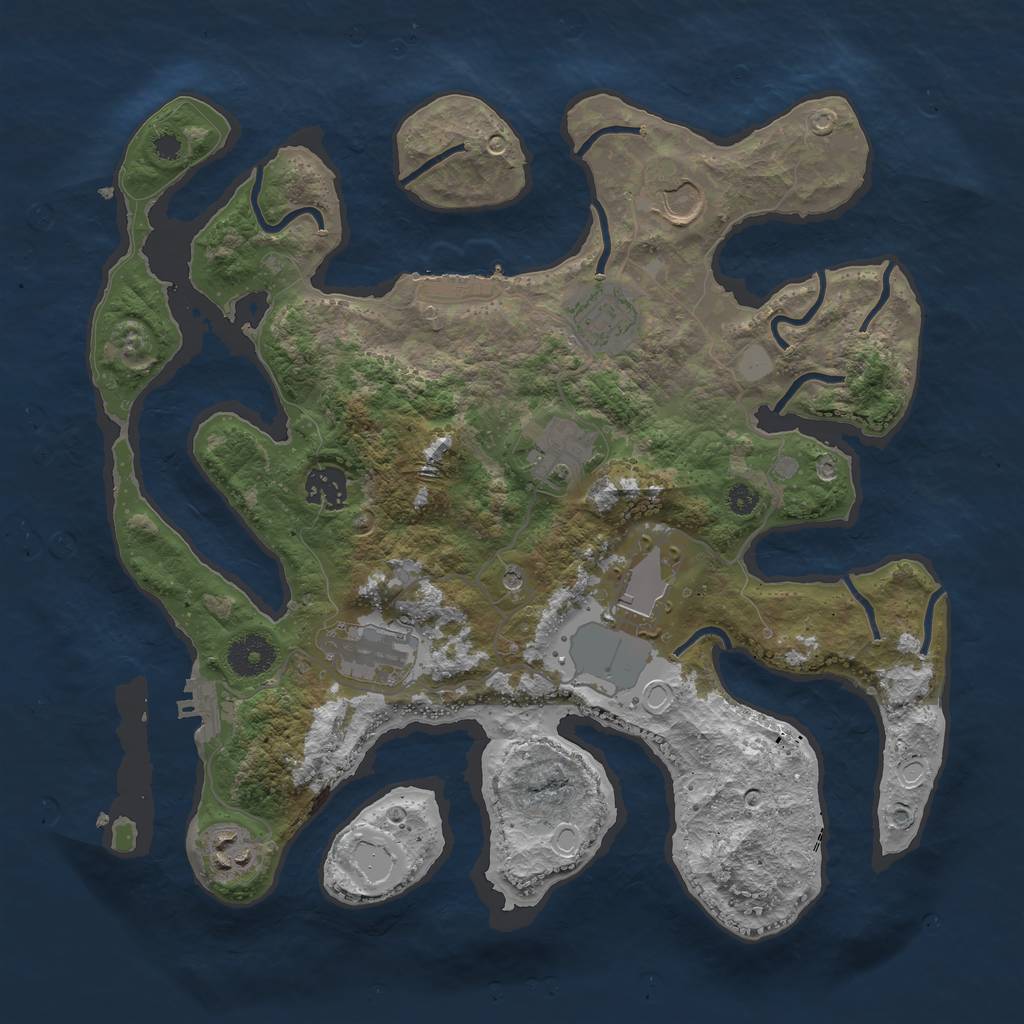 Rust Map: Procedural Map, Size: 3500, Seed: 64184639, 15 Monuments