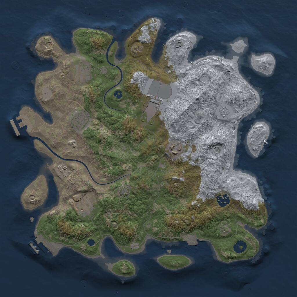Rust Map: Procedural Map, Size: 3500, Seed: 1232321, 13 Monuments