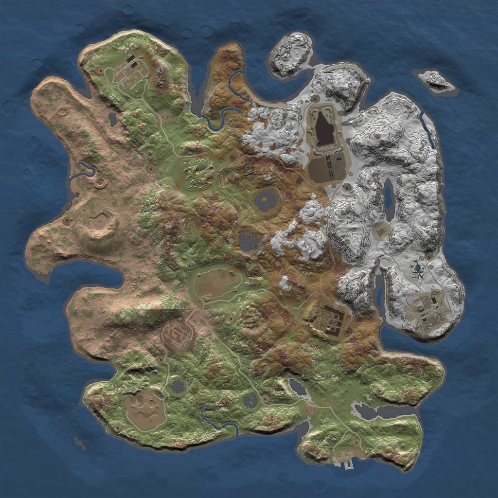 Rust Map: Procedural Map, Size: 3500, Seed: 1232321, 15 Monuments