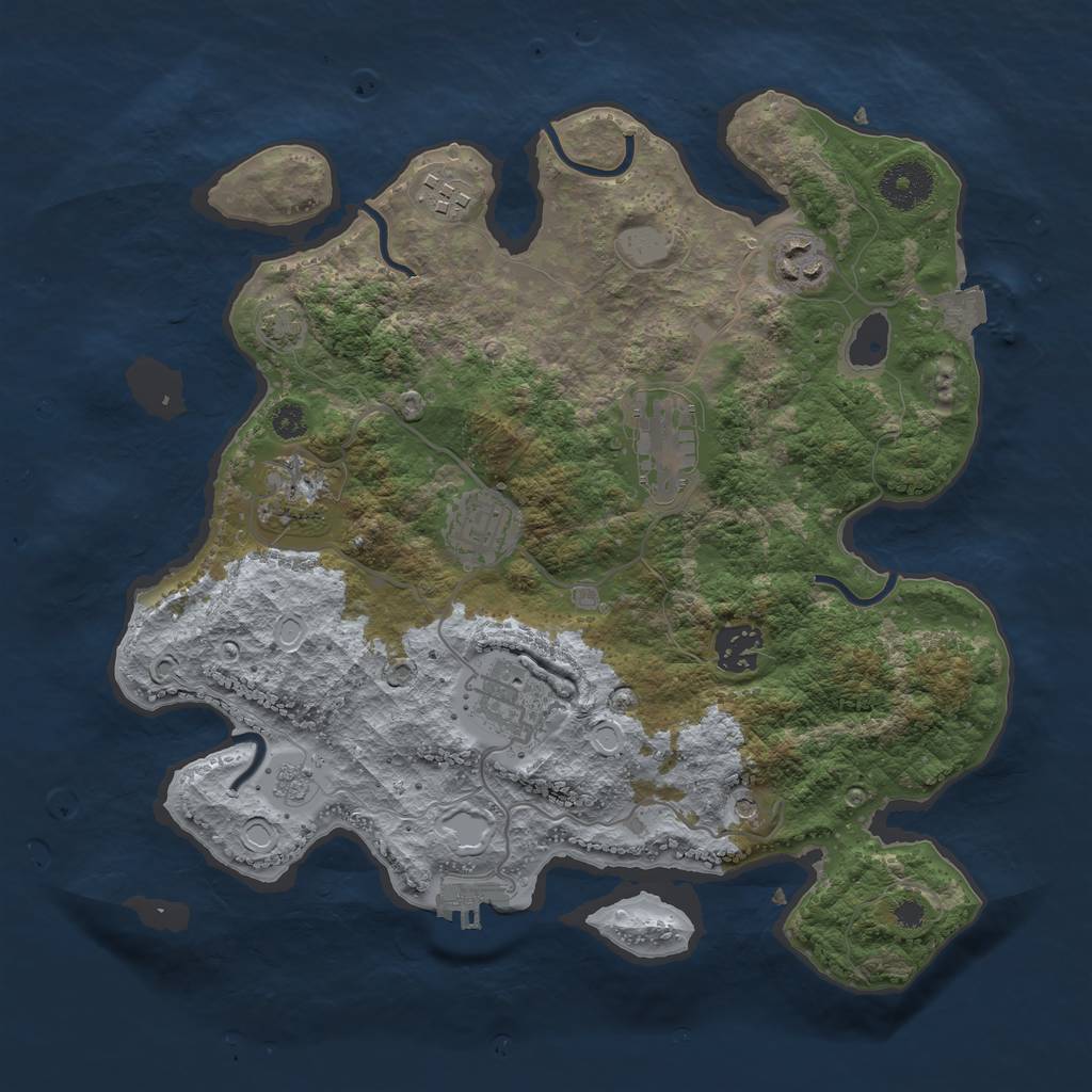 Rust Map: Procedural Map, Size: 3300, Seed: 124124124, 14 Monuments