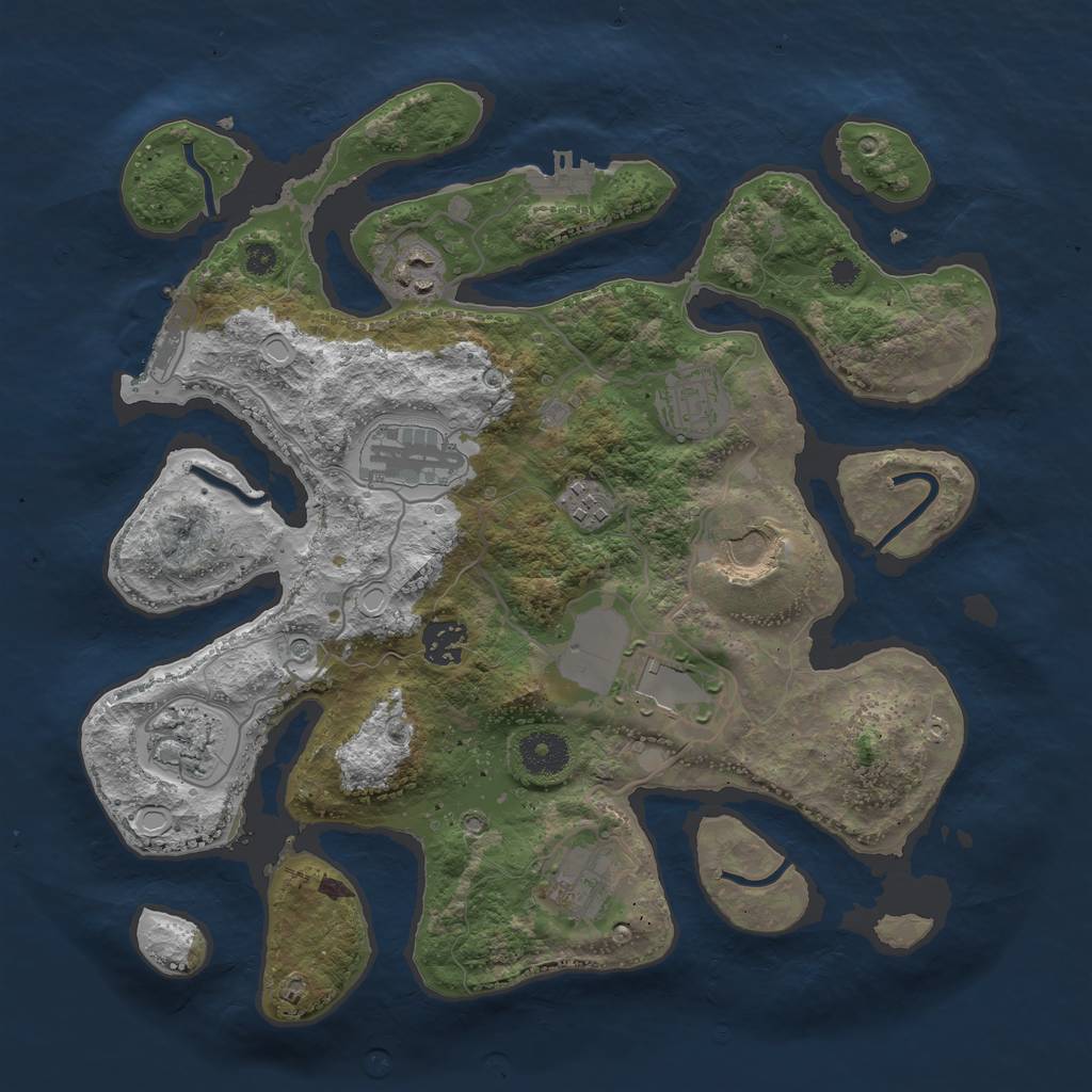 Rust Map: Procedural Map, Size: 3500, Seed: 7822, 17 Monuments