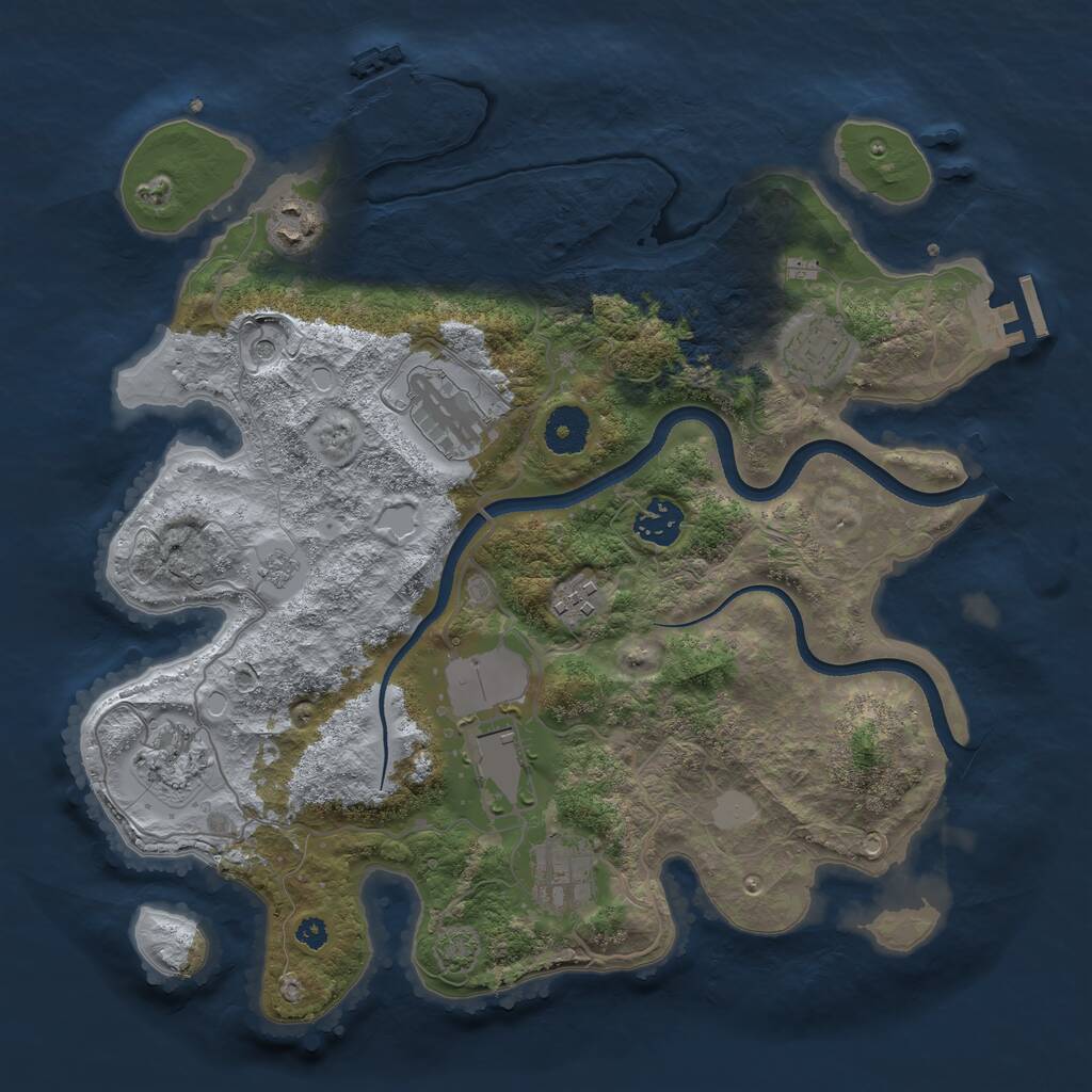 Rust Map: Procedural Map, Size: 3500, Seed: 7822, 14 Monuments