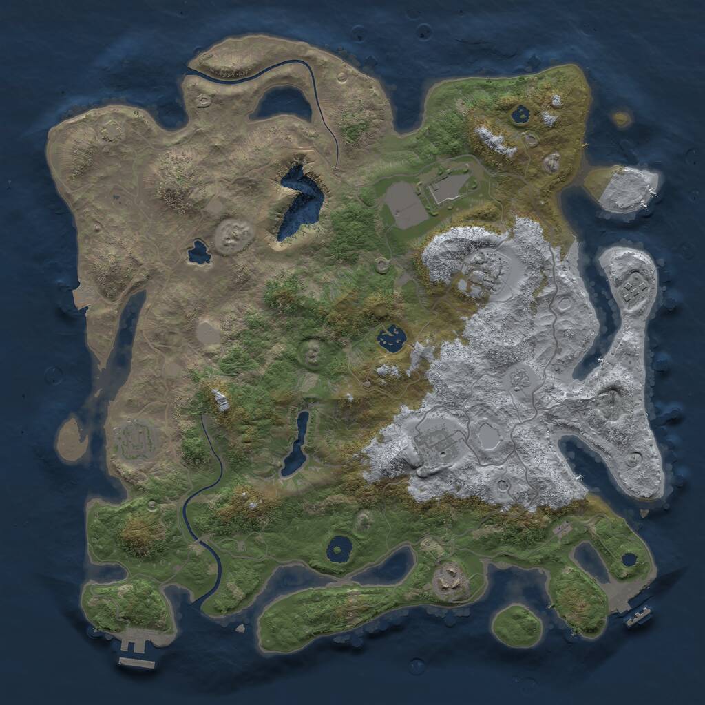 Rust Map: Procedural Map, Size: 4000, Seed: 87654, 13 Monuments